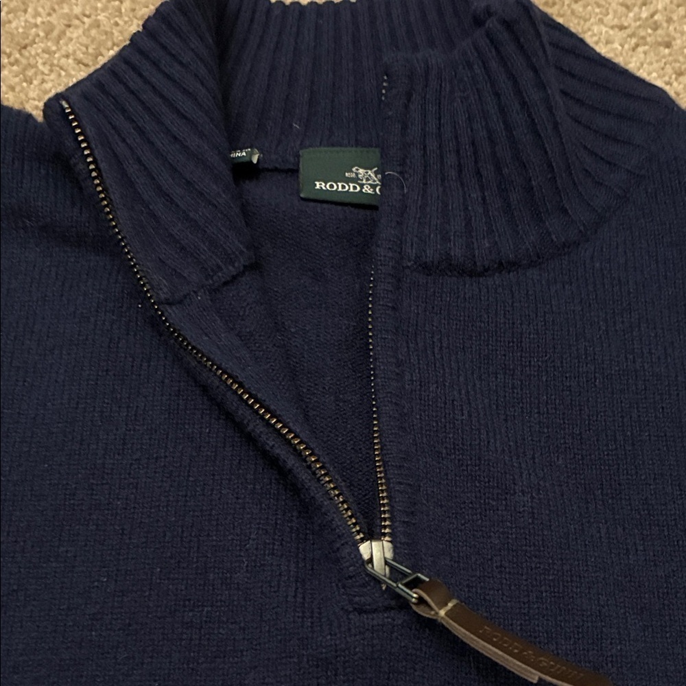 Rodd & Gunn Men's Navy Zip-Up Sweater Lambs Wool size 2XL - Picture 4 of 9